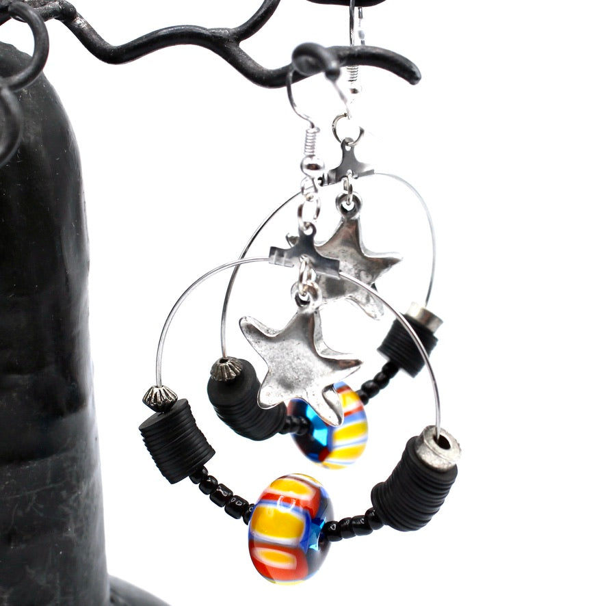 Créoles Heishis Samba Murano - Labelle Ikeya Création Originale - Boucles d'oreilles