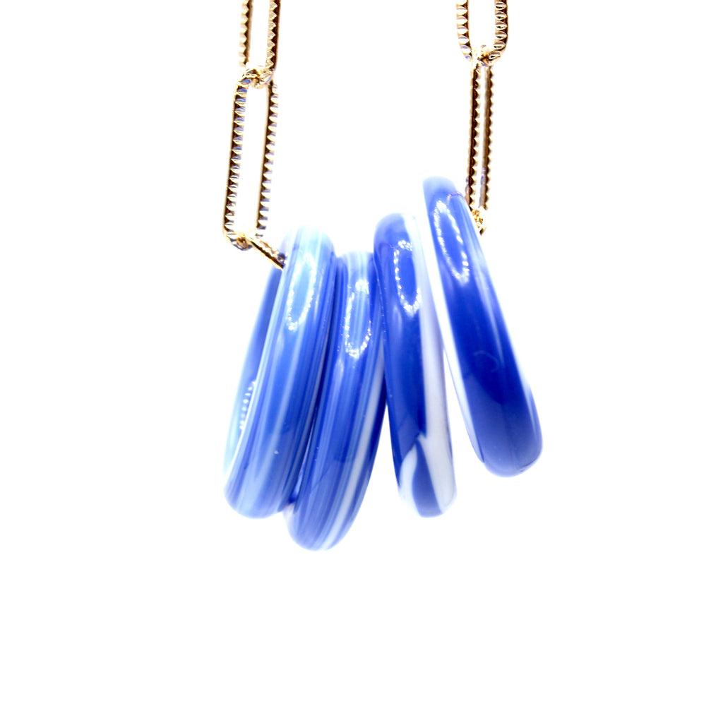 Anneaux Quatuor Passion Murano Sautoir doré à l'or fin - Labelle Ikeya Création Originale - Sautoir