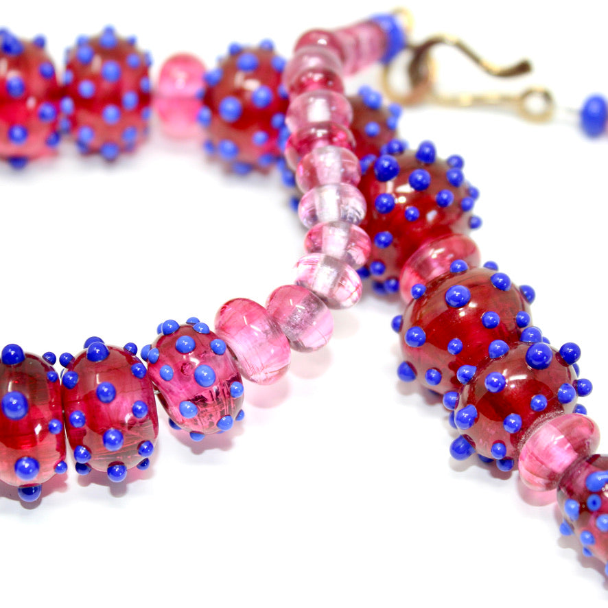 Framboise Céleste Collier Prestige Murano - Labelle Ikeya Création Originale - Collier