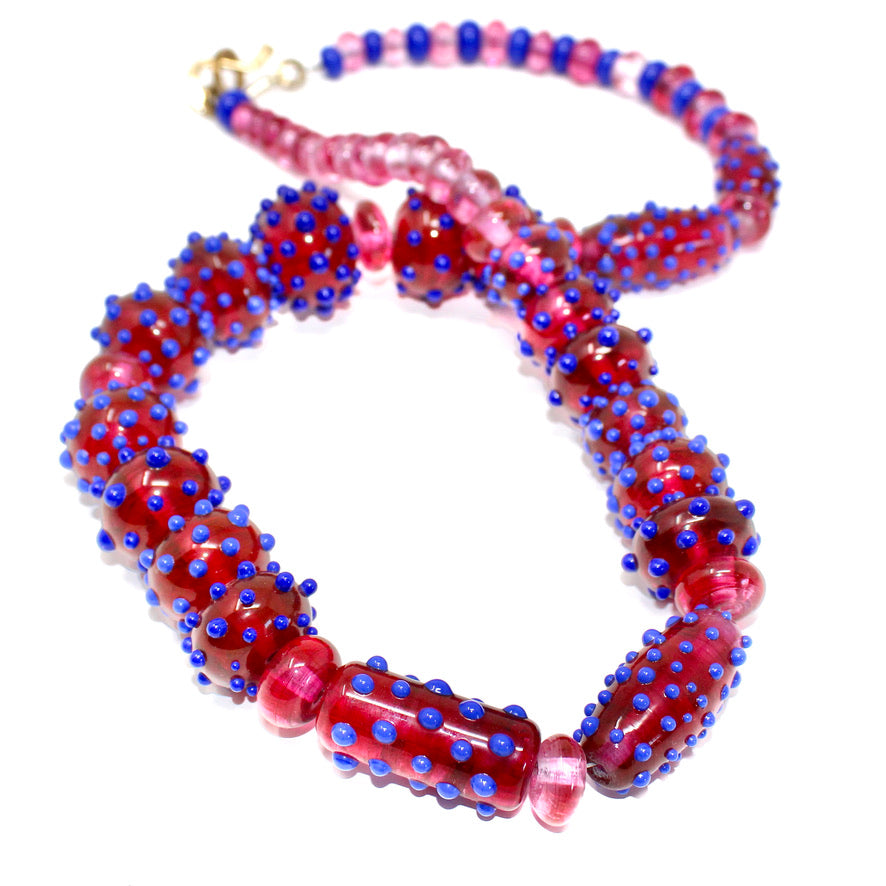 Framboise Céleste Collier Prestige Murano - Labelle Ikeya Création Originale - Collier