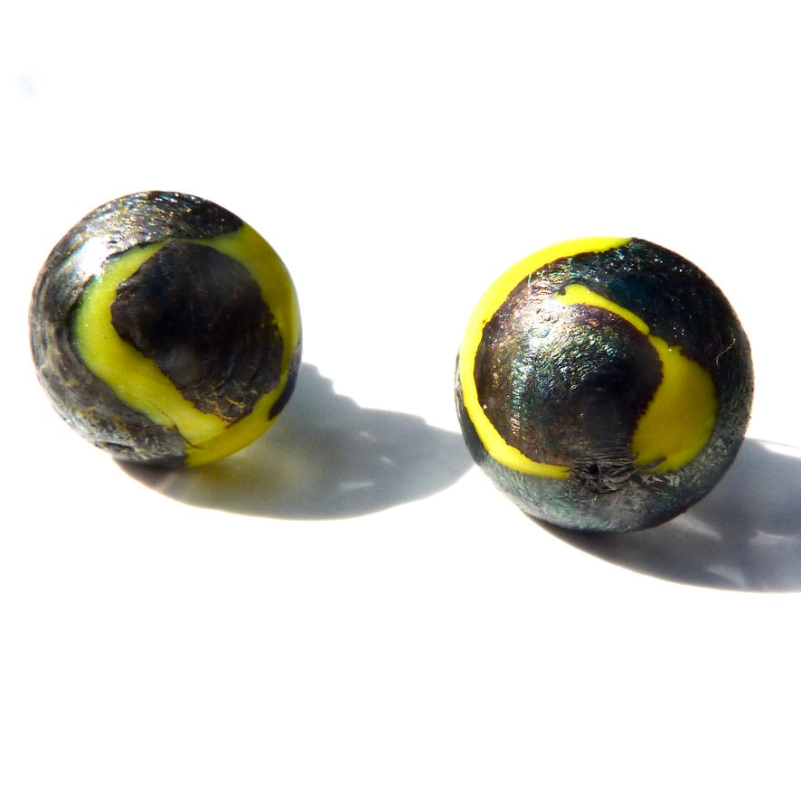 Mars Jaune Puces Murano - Labelle Ikeya Création Originale - Puce d'oreilles