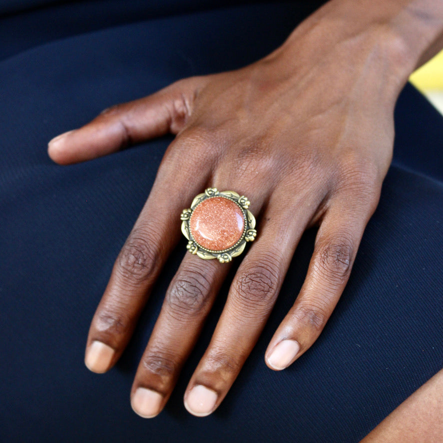 Bague Minérale Gold Stone - Labelle Ikeya Création Originale - Bague