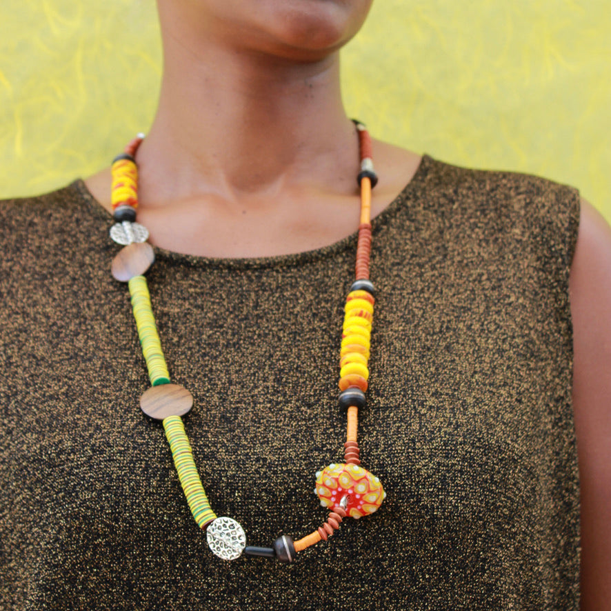 Bora Ethnic Sautoir Murano Heishi - Labelle Ikeya Création Originale - Collier