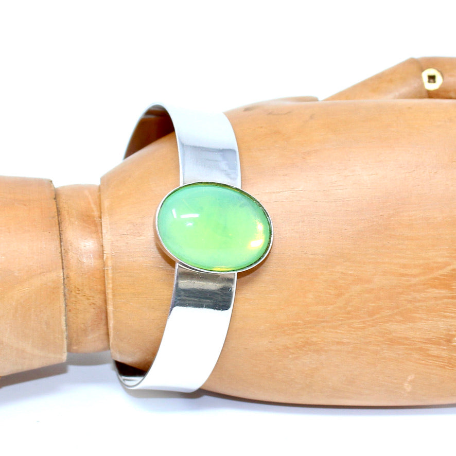 Manchette Cristal Bohème Vert Tendre Transparent - Labelle Ikeya Création Originale - Parure