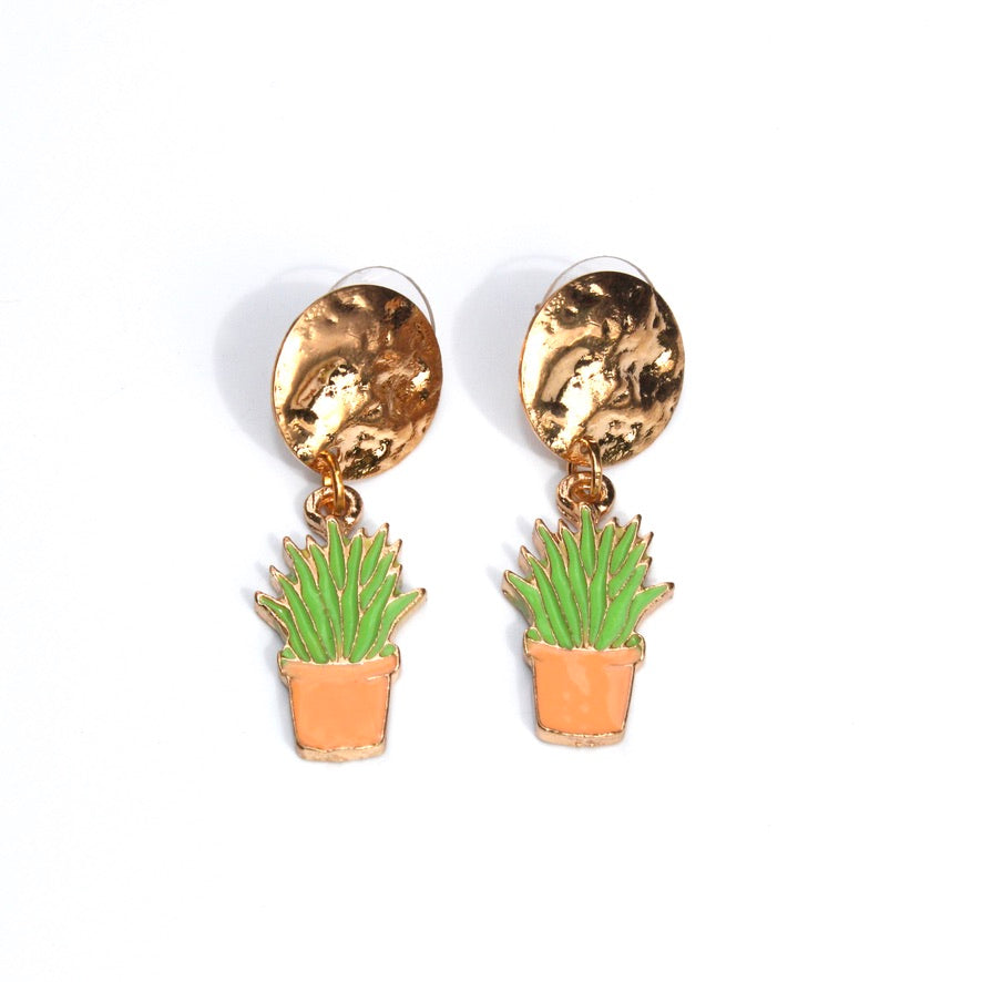 Boucles puces d'oreilles Cactus Cacte - Labelle Ikeya Création Originale - Puce d'oreilles