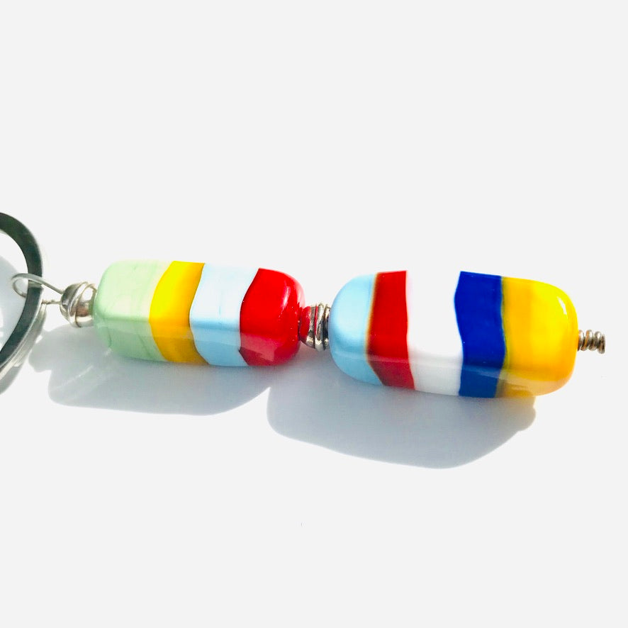 Caillou Double Longha - Labelle Ikeya Création Originale - Porte Clefs Murano