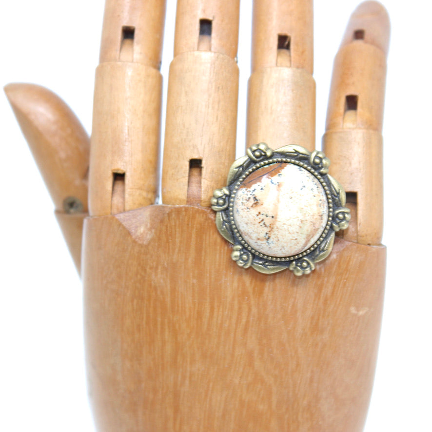 Bague Minérale Jaspe Paysager - Labelle Ikeya Création Originale - Bague
