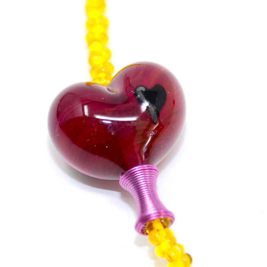 Sautoir Matinée Yellow Cœur Rouge - Labelle Ikeya Création Originale - Sautoir