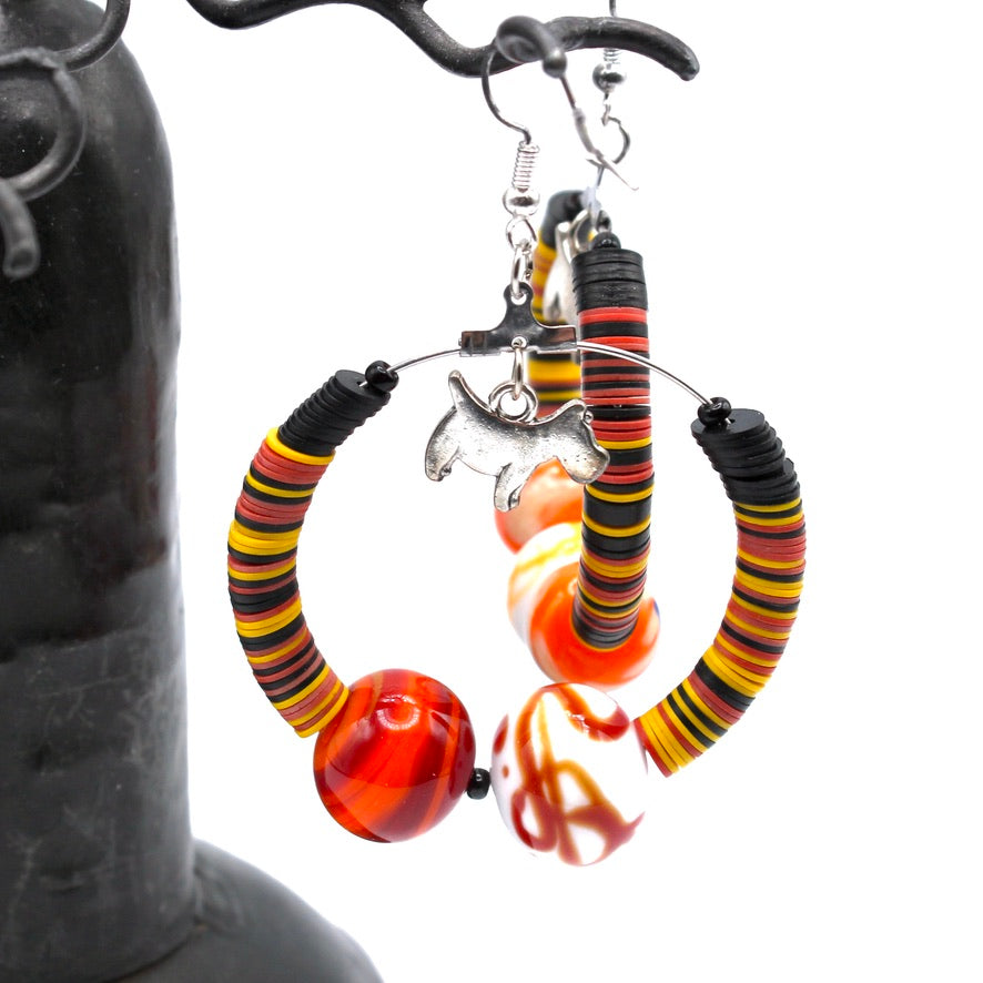 Créoles Asymétriques Heishis Tzyngha Murano - Labelle Ikeya Création Originale - Boucles d'oreilles