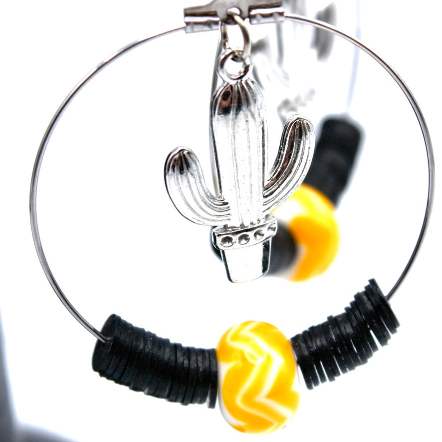 Créoles Heishis Cactus Yama Murano - Labelle Ikeya Création Originale - Boucles d'oreilles