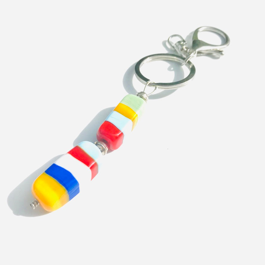 Caillou Double Longha - Labelle Ikeya Création Originale - Porte Clefs Murano