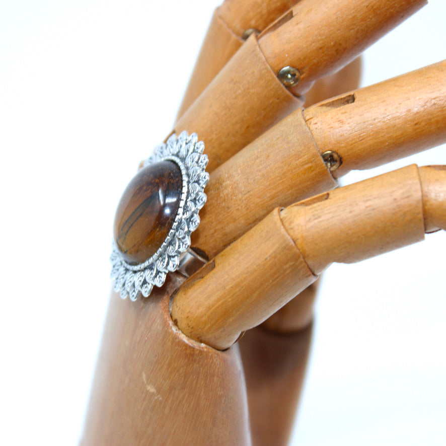 Bague Minérale Œil de Tigre - Labelle Ikeya Création Originale - Bague