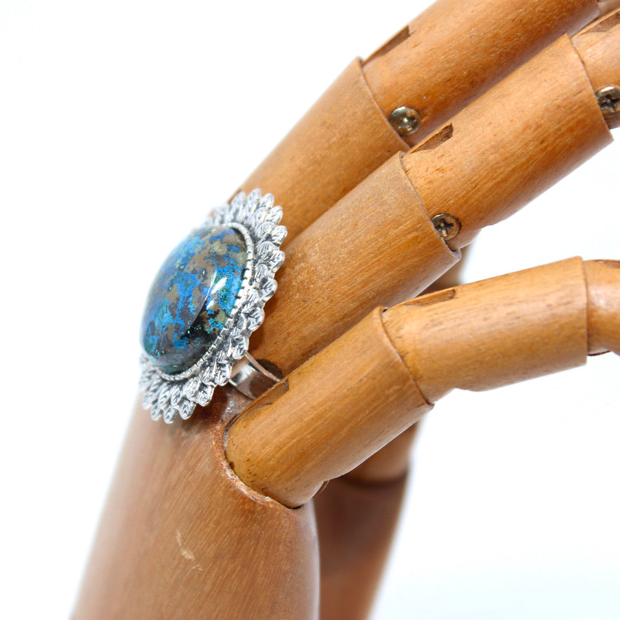 Bague Minérale Chrysocolla - Labelle Ikeya Création Originale - Bague