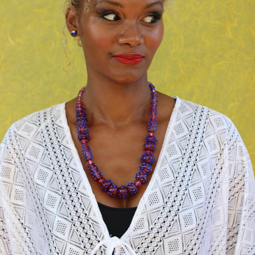 Framboise Céleste Collier Prestige Murano - Labelle Ikeya Création Originale - Collier