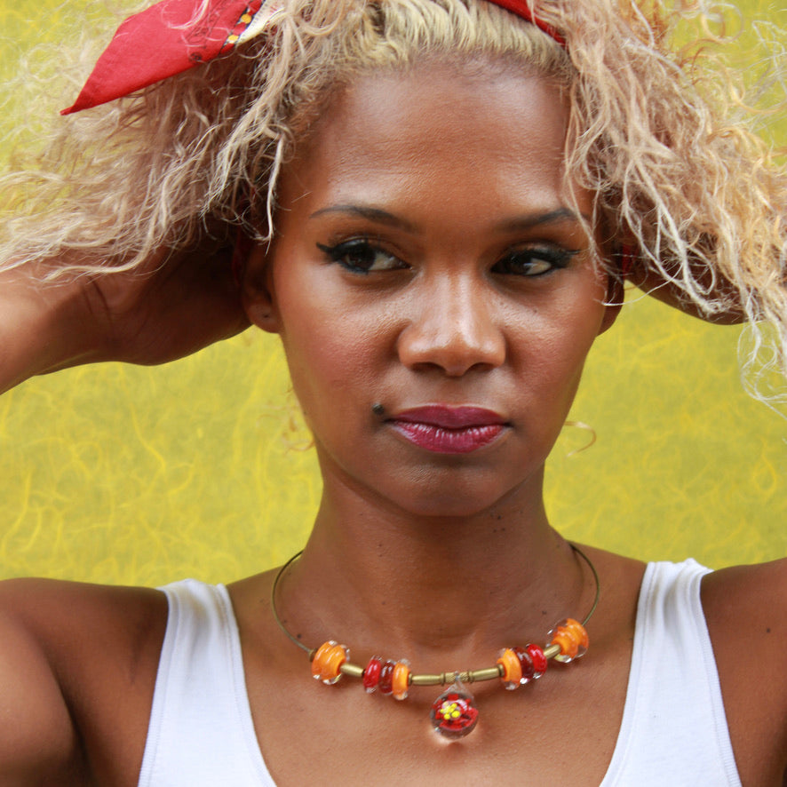 La Bignone en Murano - Labelle Ikeya Création Originale - Ras de cou