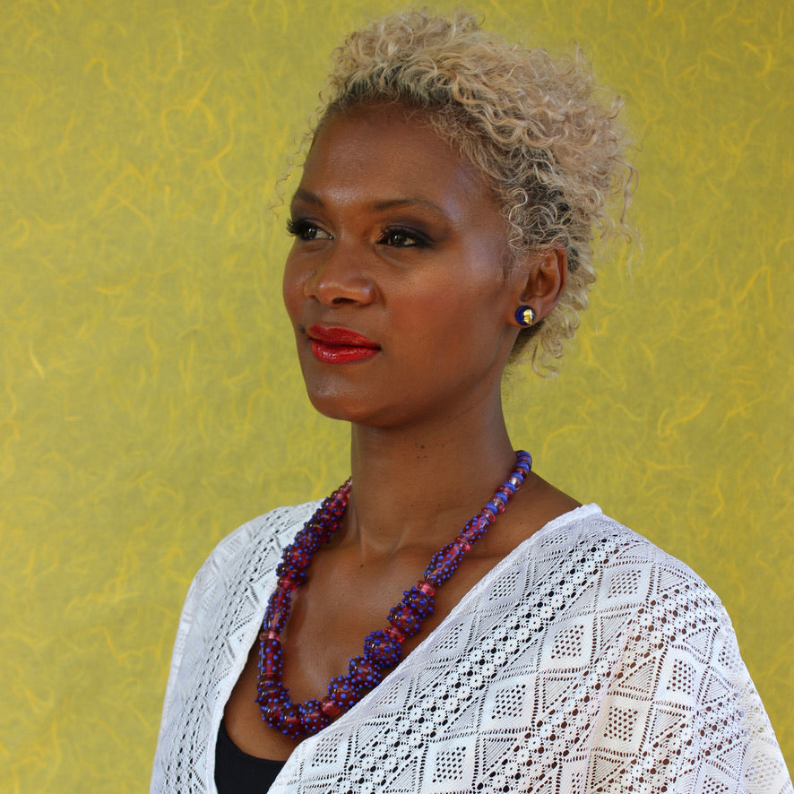 Framboise Céleste Collier Prestige Murano - Labelle Ikeya Création Originale - Collier