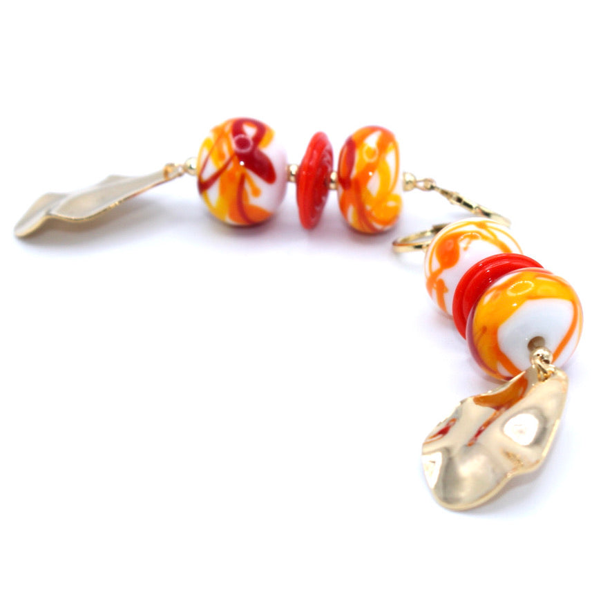 Baya Boucles Murano dorées à l'or fin - Labelle Ikeya Création Originale - Boucles d'oreilles