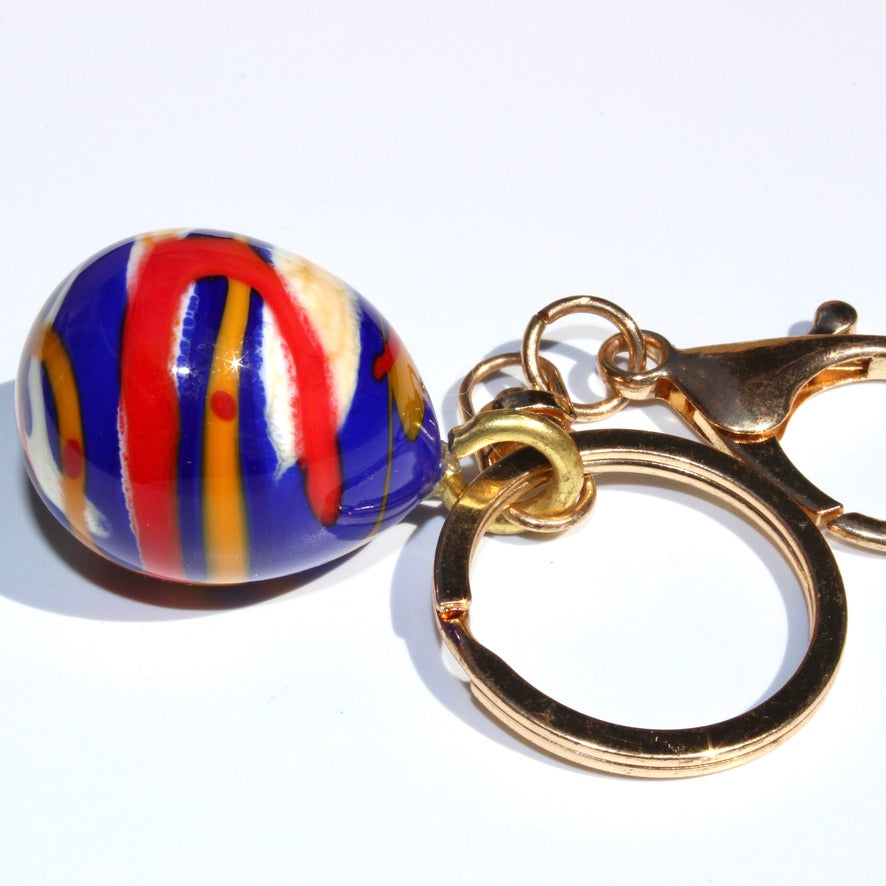 Œuf Entrelacés Multicolores Murano - Labelle Ikeya Création Originale - Porte Clefs Murano
