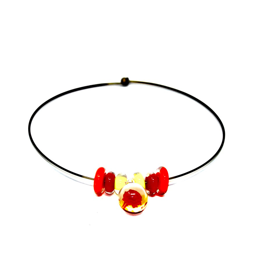 Rose Royale Murano - Labelle Ikeya Création Originale - Ras de cou