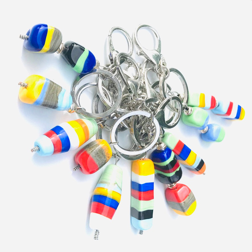 Caillou Double Longha - Labelle Ikeya Création Originale - Porte Clefs Murano