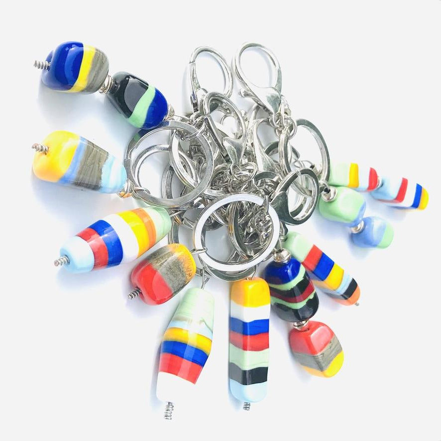 Caillou Trio Terrestre - Labelle Ikeya Création Originale - Porte Clefs Murano