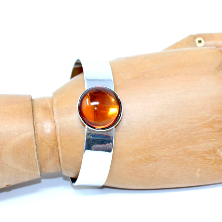 Manchette Cristal Bohème Rond Orange - Labelle Ikeya Création Originale - Parure