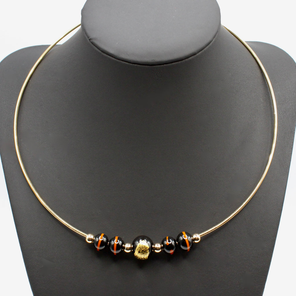 Libra Oro Ras de cou Murano doré à l'or fin - Labelle Ikeya Création Originale - Ras de cou