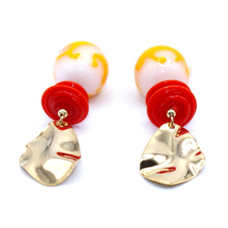 Vagues à Lames Boucles Murano dorées à l'or fin - Labelle Ikeya Création Originale - Boucles d'oreilles