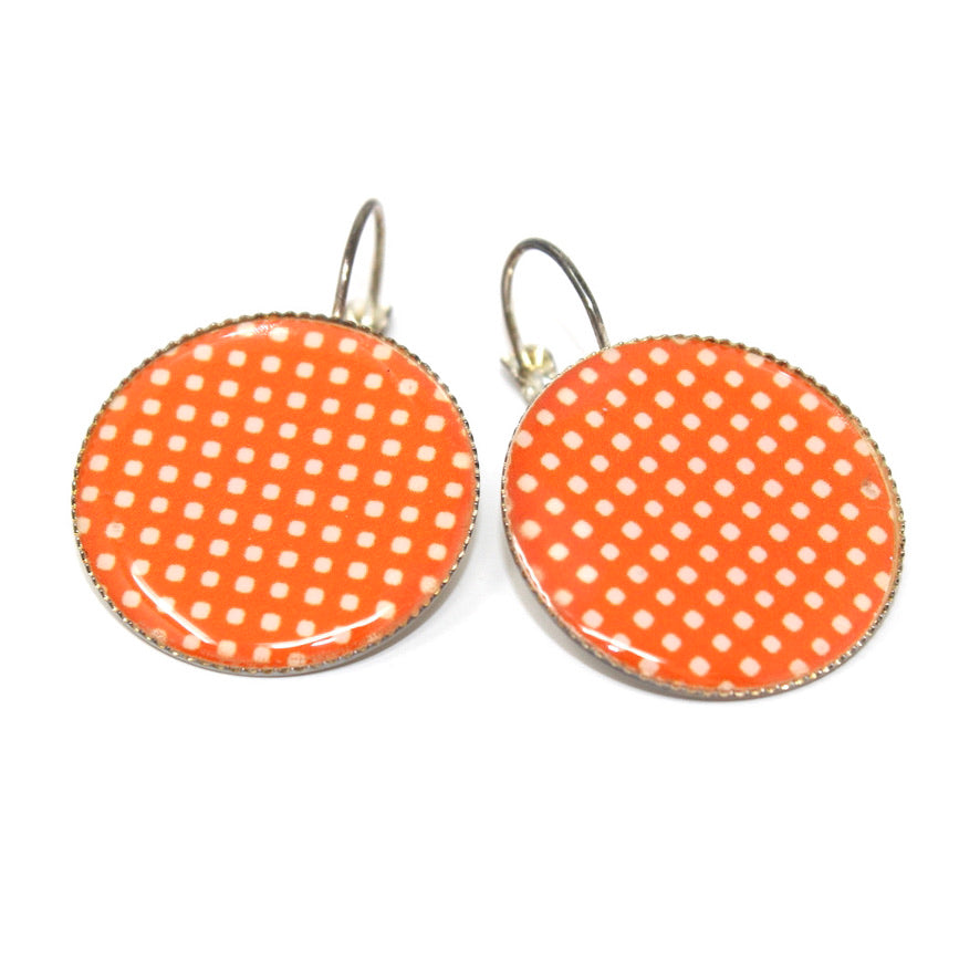 Orange Petits Pois Sur Soi - Labelle Ikeya Création Originale - Boucles d'oreilles