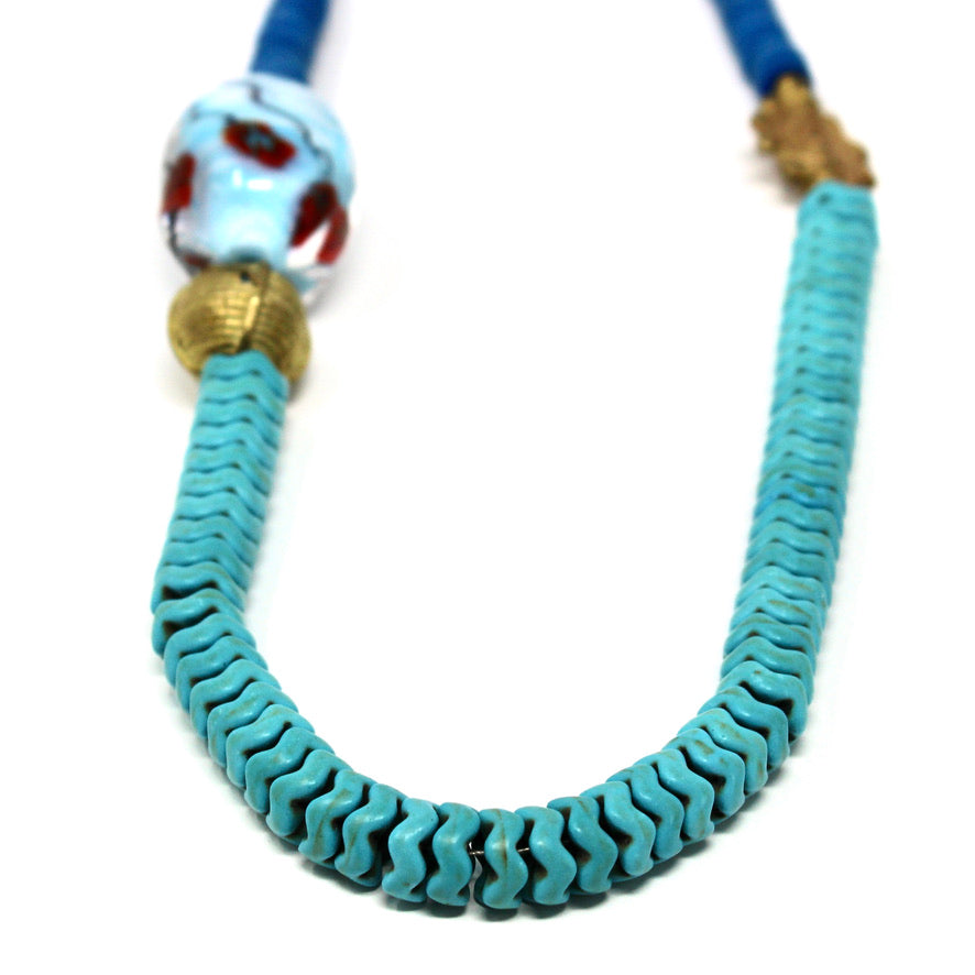 Roses Marines Heishi Murano - Labelle Ikeya Création Originale - Collier