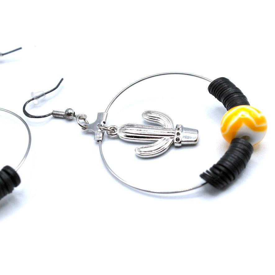 Créoles Heishis Cactus Yama Murano - Labelle Ikeya Création Originale - Boucles d'oreilles