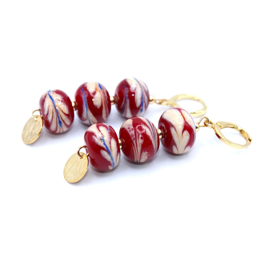 Boucles Murano Oria Sequins dorées à l'or fin - Labelle Ikeya Création Originale - Boucles d'oreilles