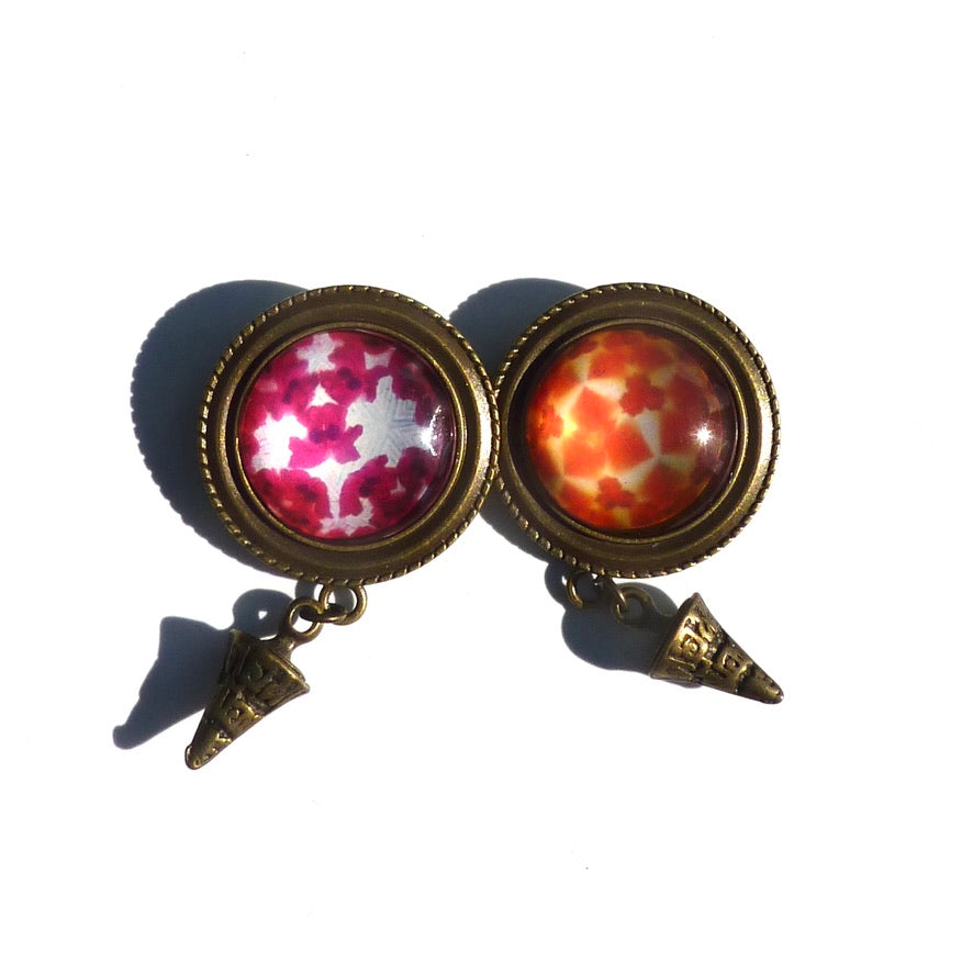 Œillade Fleurie Orange - Labelle Ikeya Création Originale - Broches