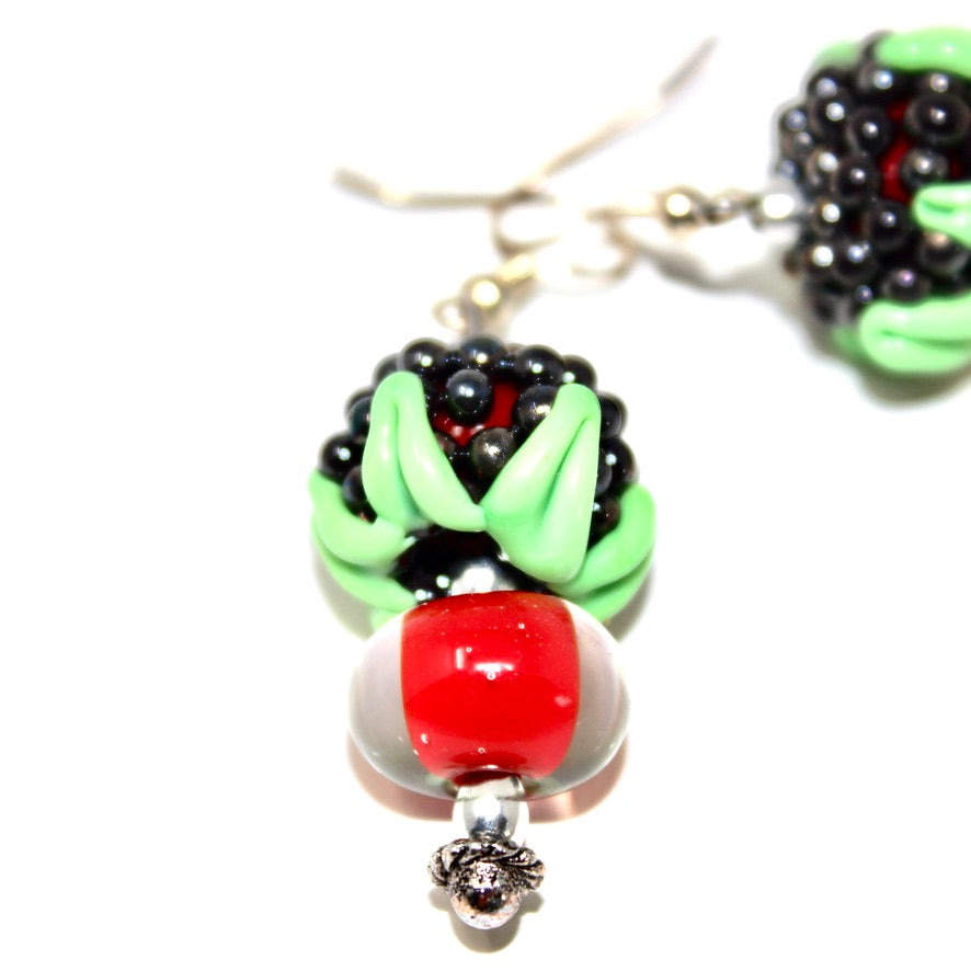 Framboise Mûre Rouge - Labelle Ikeya Création Originale - Boucles d'oreilles