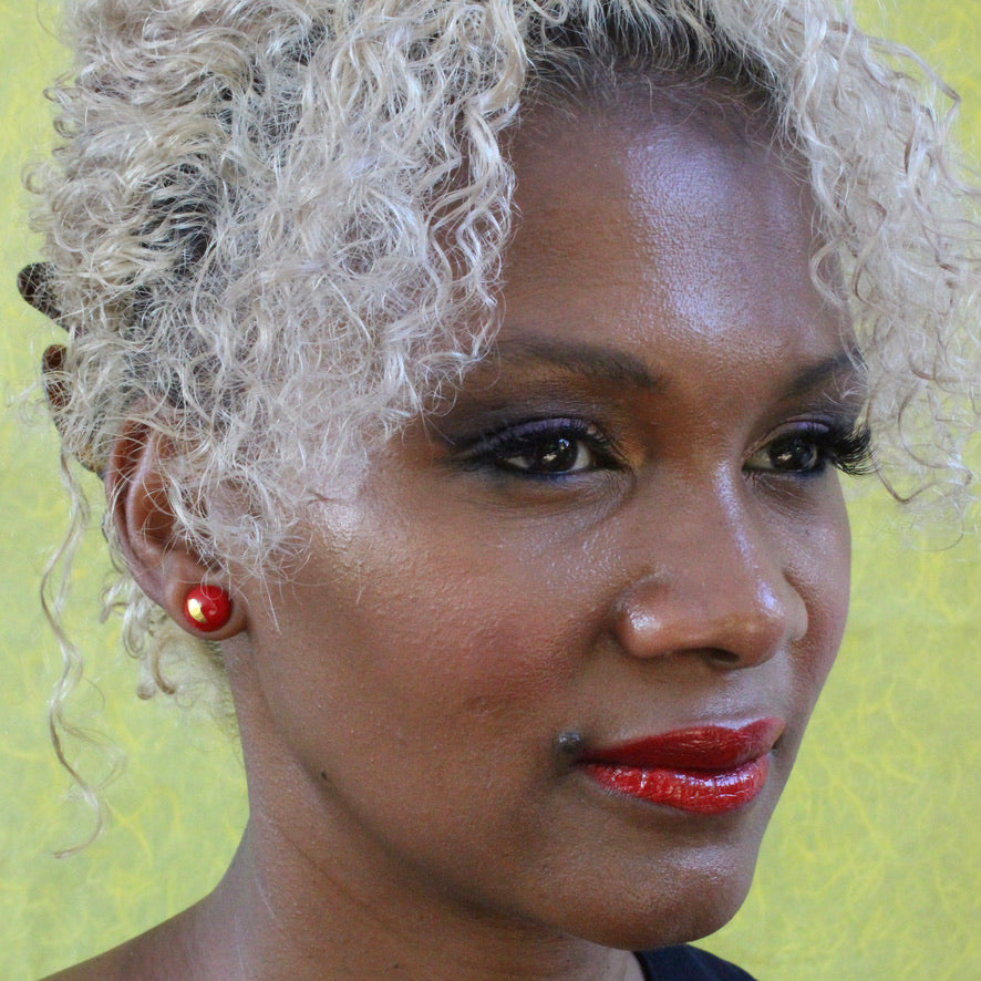 Mini Orion Rouge Opaque - Labelle Ikeya Création Originale - Puce d'oreilles