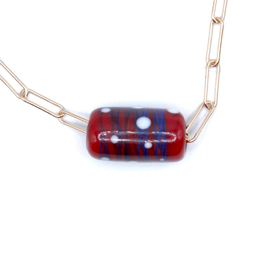 Roula NEIGE Murano Ras de cou doré à l'or fin - Labelle Ikeya Création Originale - Collier