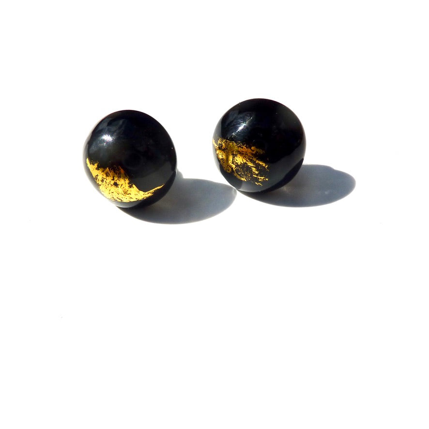 Orion Noires Murano - Labelle Ikeya Création Originale - Puce d'oreilles