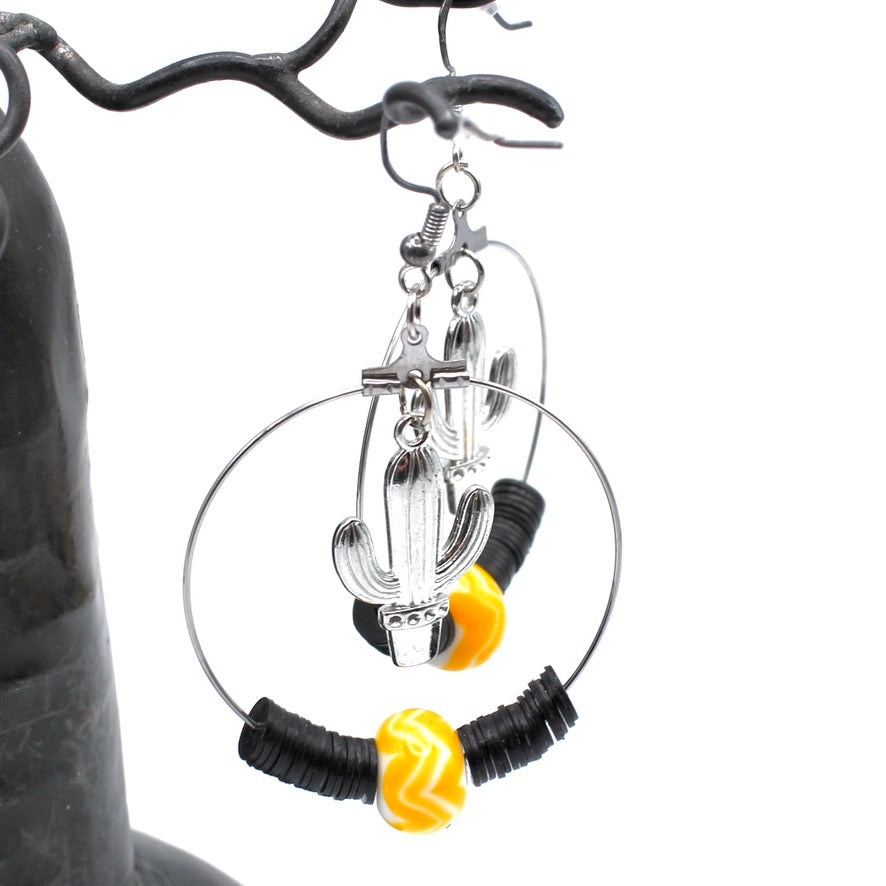 Créoles Heishis Cactus Yama Murano - Labelle Ikeya Création Originale - Boucles d'oreilles