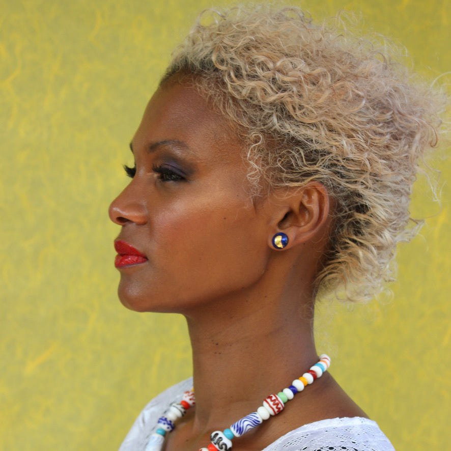 Mini Orion Bleu Opaque - Labelle Ikeya Création Originale - Puce d'oreilles