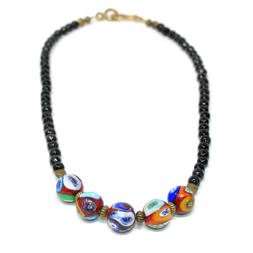 Collier Murines Murano Black Color - Labelle Ikeya Création Originale - Collier