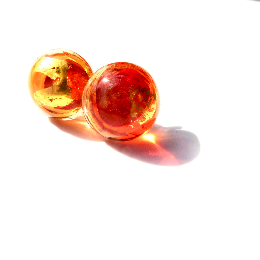 Orion Orange Murano - Labelle Ikeya Création Originale - Puce d'oreilles