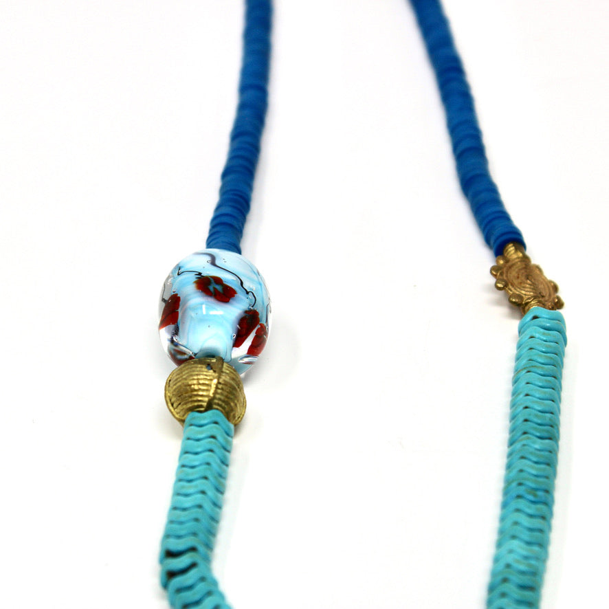 Roses Marines Heishi Murano - Labelle Ikeya Création Originale - Collier