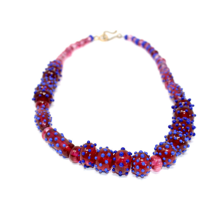 Framboise Céleste Collier Prestige Murano - Labelle Ikeya Création Originale - Collier