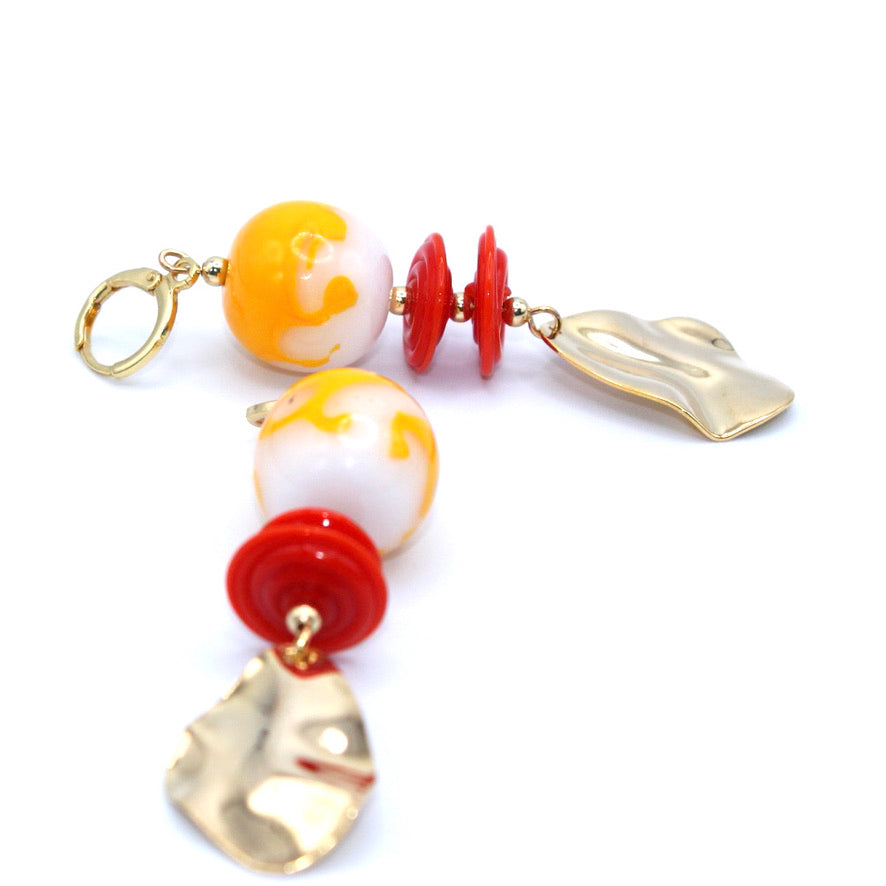 Vagues à Lames Boucles Murano dorées à l'or fin - Labelle Ikeya Création Originale - Boucles d'oreilles