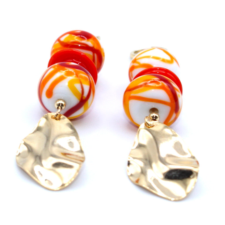 Baya Boucles Murano dorées à l'or fin - Labelle Ikeya Création Originale - Boucles d'oreilles