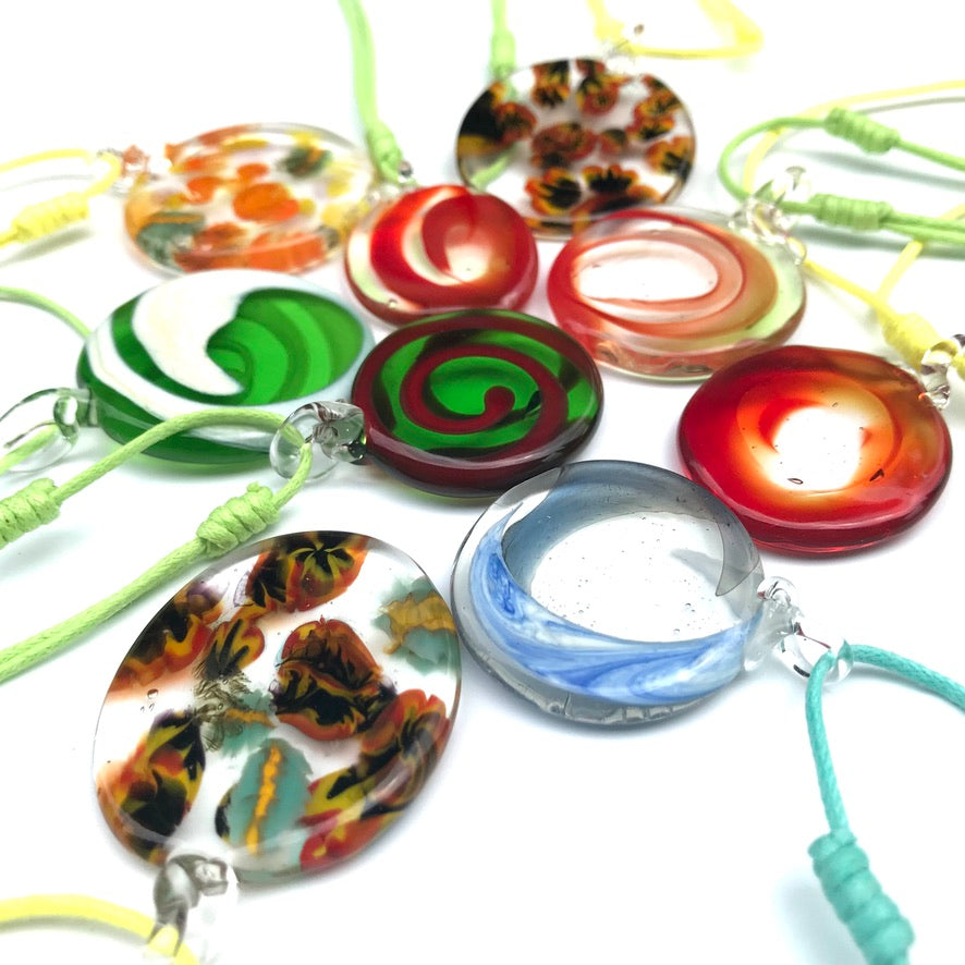 Sucettes Murano en Cordons d'été aux Senteurs Estivales - Labelle Ikeya Création Originale - Collier
