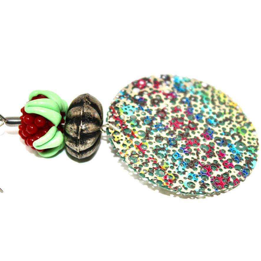 Framboise Rouge Filigrane - Labelle Ikeya Création Originale - Boucles d'oreilles