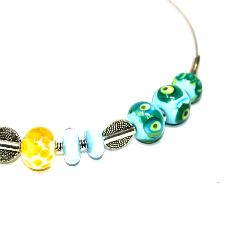 Oeil de Paon Murano - Labelle Ikeya Création Originale - Ras de cou