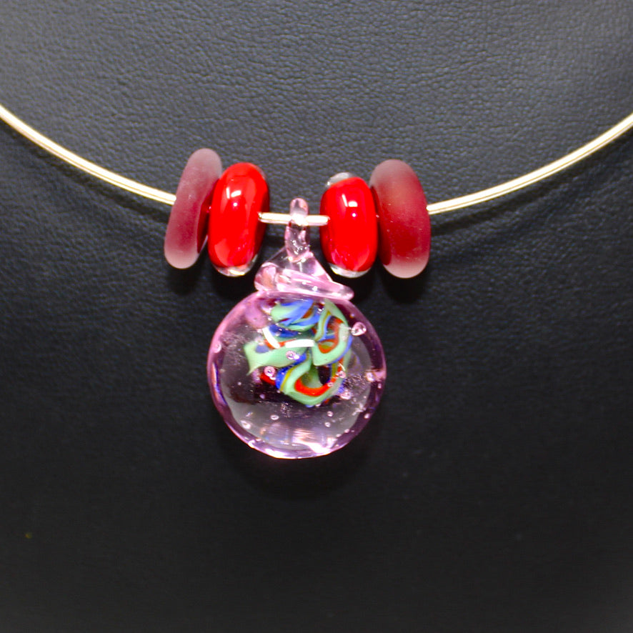 Iris Sauvage Pendentif Verre Murano - Labelle Ikeya Création Originale - Ras de cou