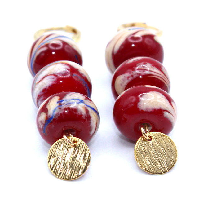 Boucles Murano Oria Sequins dorées à l'or fin - Labelle Ikeya Création Originale - Boucles d'oreilles